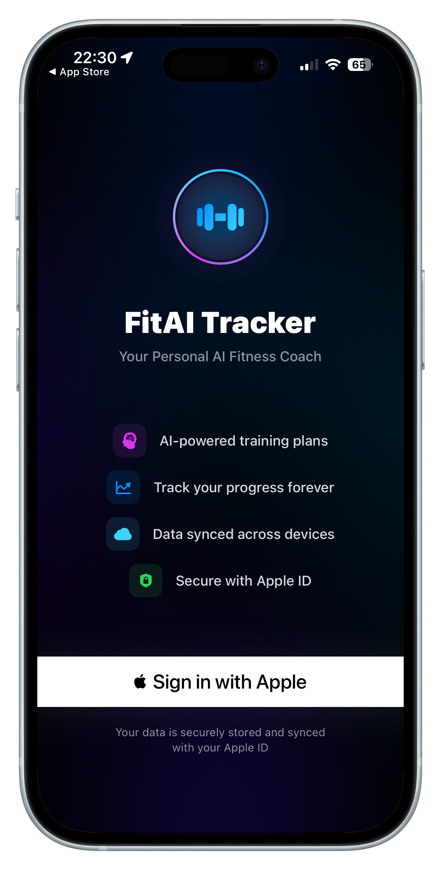 Sign in with Apple — FitAI Tracker login screen